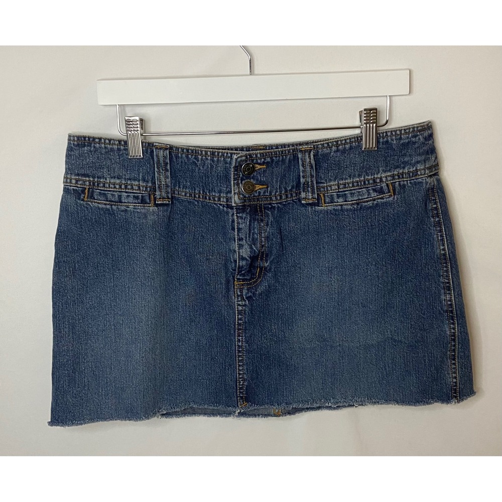 SO Jeans Co Denim Mini Skirt Blue Frayed Raw Hem‎ Size 15 - Picture 2 of 8